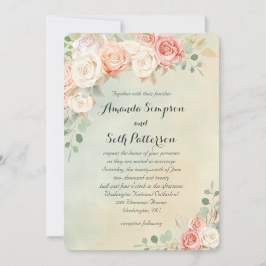 Cottage Chic  Rozen bruiloft Kaart (Voorkant)