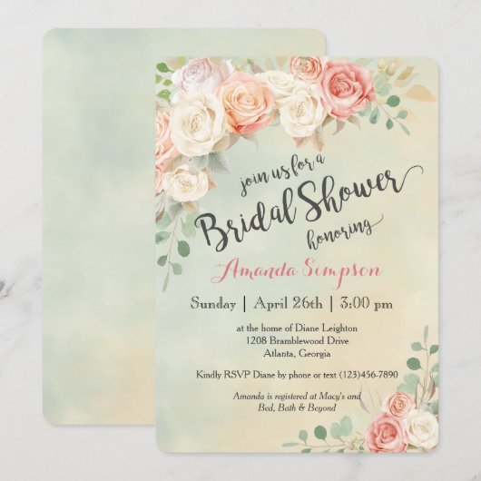 Cottage Chic  Rozen Vrijgezellenfeest Kaart (Voorkant / Achterkant)