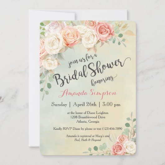 Cottage Chic  Rozen Vrijgezellenfeest Kaart (Voorkant)