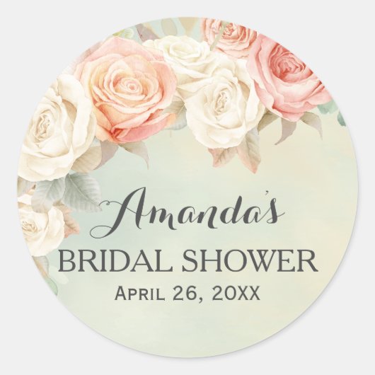 Cottage Chic  Rozen Vrijgezellenfeest Ronde Sticker (Voorkant)