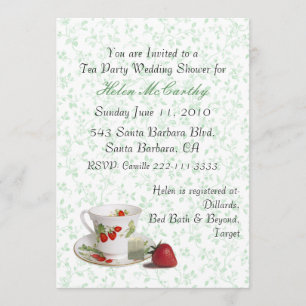 Cottage Chic Tea Party Invitation Kaart