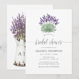Cottage Chic Watercolor Lavendel Bruidsdouche Kaart