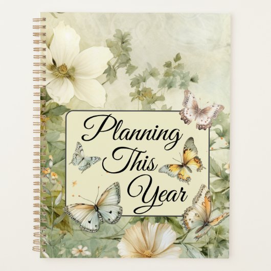 Cottage Chic Wildflower en Butterfly Jaarlijks Planner (Voorkant)
