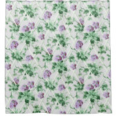 Cottage Chique Paarse Hydrangeas op Trellis Douchegordijn (Voorkant)