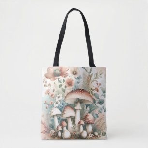 Cottage Core    champignons en bloemen Tote Bag