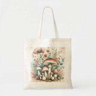 Cottage Core champignons en bloemen Tote Bag