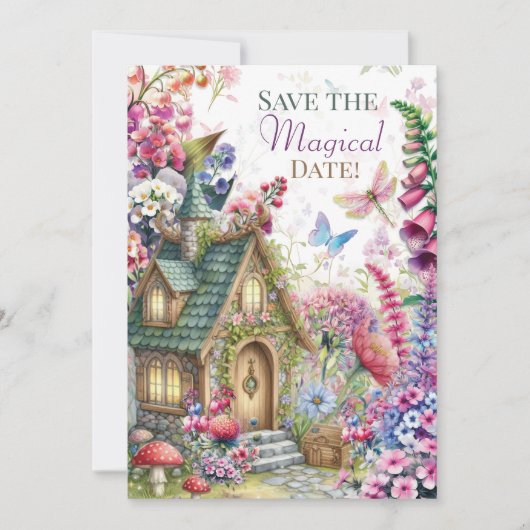 Cottage Core Feeënhuisfeestje Kaart (Voorkant)