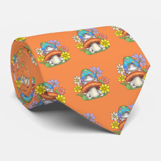 Cottage Core Frog-paddenstoel Hippie Stropdas