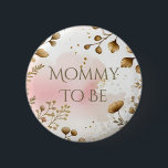 Cottage Core Mushrooms and Flowers | Mom To Be Ronde Button 5,7 Cm<br><div class="desc">A pretty pink and gold cottage core flowers and mushrooms Mom to be baby shower button.</div>