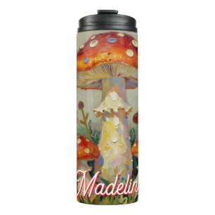 Cottage Core Paddenstoelen en Bloemen Thermosbeker