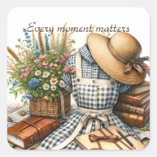Cottage core picknick Vierkante Sticker