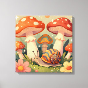 Cottage Core Slak en Paddenstoelen Canvas Afdruk