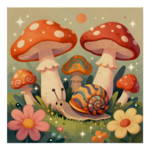 Cottage Core Slak en Paddenstoelen Perfect Poster