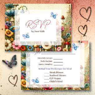 Cottage Core Vintage bruiloft RSVP-kaart Kaart