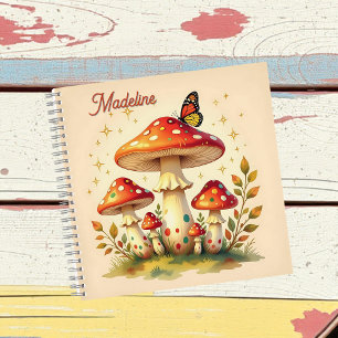 Cottage Core Vintage Paddenstoelen en Vlinder Notitieboek