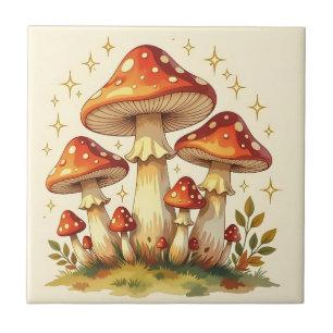 Cottage Core Vintage Paddenstoelen Kunst Tegeltje