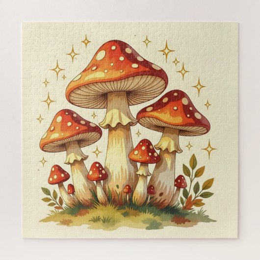Cottage Core Vintage Paddenstoelen Legpuzzel (Verticaal)