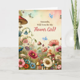 Cottage Core Vintage Wil jij mijn bloemenmeisje zi Kaart