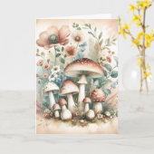 Cottage Core | Waterverf  champignons Kaart (Gele Bloem)