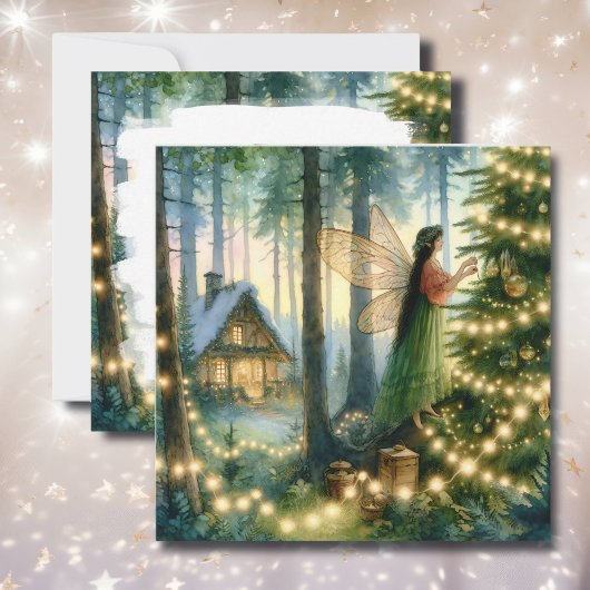 Cottage Core Whimsical Kerstmis Feestdagenkaart