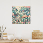  Cottage Core Whimsical Village Poster (Keuken)