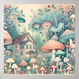  Cottage Core Whimsical Village Poster