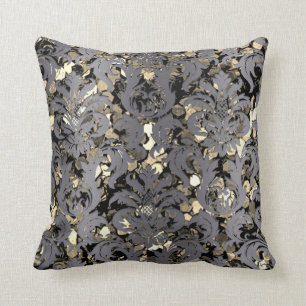 Cottage Damask Royal Sepia Gold Black Graphite Kussen