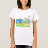 Cottage door het Zee Vrouwen Tshirt (Voorkant)