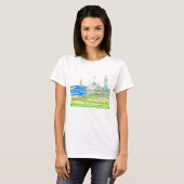 Cottage door het Zee Vrouwen Tshirt (Voorkant volledig)