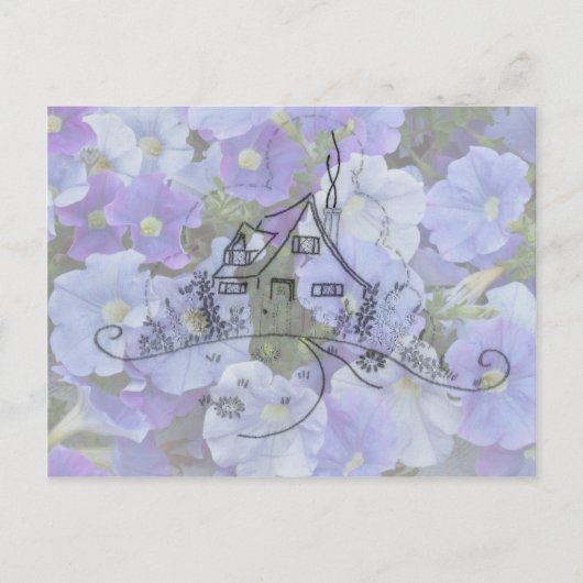 Cottage Embroidery & Petunias Briefkaart (Voorkant)