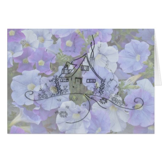 Cottage Embroidery & Petunias Kaart (Voorkant Horizontaal)