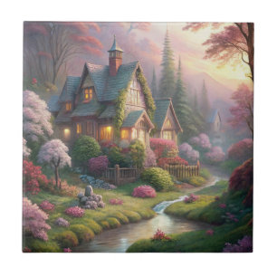 Cottage en tuin tegeltje