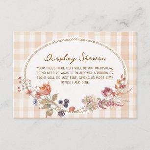 Cottage Fall in Love Gingham Bruiloftsborrel Informatiekaartje