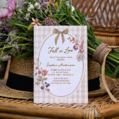 Cottage Fall in Love Gingham Bruiloftsborrel Kaart
