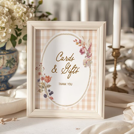 Cottage Fall in Love Gingham Kaarten & Cadeaus Poster