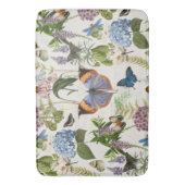 Cottage Floral Botanische Blauwe Hydrangea Vlinder Badmat (Voorkant Verticaal)