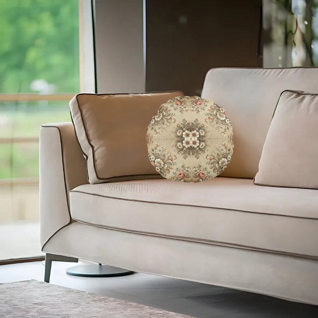 Cottage Floral Traditions Rond Kussen (Creator heeft geüpload)