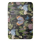 Cottage Floral Zwart Botanische Vlinder  Badmat (Voorkant Verticaal)