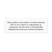 Cottage Food Law Label (Voorkant)