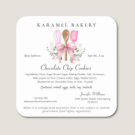 Cottage Food Law Label keukengerei koken