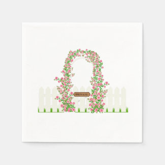 Cottage Garden Floral Arch & White Fence Custom  Servet