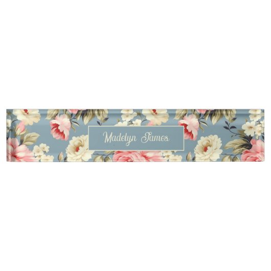 Cottage Garden Flowers Pattern Personalized Naambordje (Voorkant)