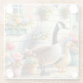 Cottage Garden Geese Spring Illustration Glazen Onderzetter (Achterkant)