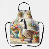 Cottage Garden Geese Spring Illustration Schort (Voorkant)