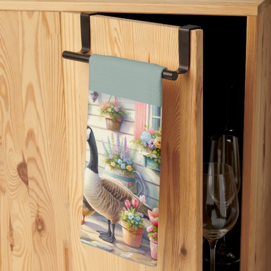 Cottage Garden Geese Spring Illustration Theedoek (Derde Gevouwen)