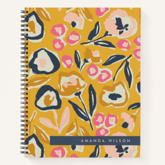 Cottage Garden Hand-Drawn Bold Inky Floral Pattern Notitieboek