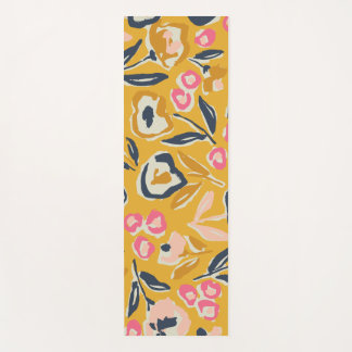 Cottage Garden Hand-Drawn Bold Inky Floral Pattern Yogamat