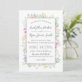 Cottage Garden Kleurrijke Bloemen Lijst bruiloft Kaart (Staand voorkant)