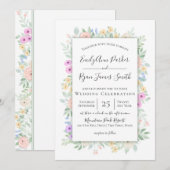 Cottage Garden Kleurrijke Bloemen Lijst bruiloft Kaart (Voorkant / Achterkant)