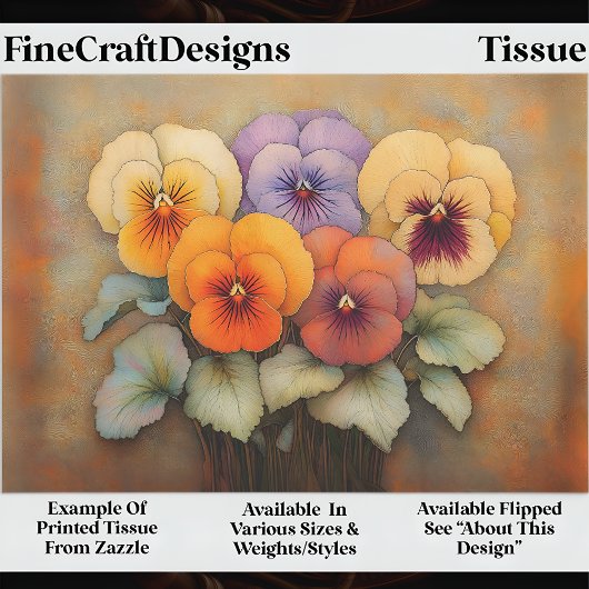 Cottage Garden Pansies, EF8L Decoupage Tissuepapier